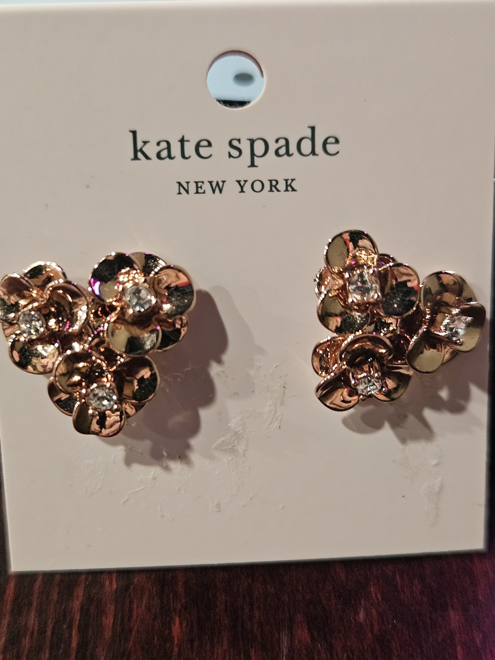 kate spade Rose Gold Floral Crystal Cluster Stud Earrings